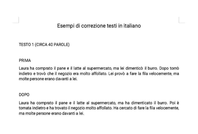 proofread and edit italian texts for grammar and clarity